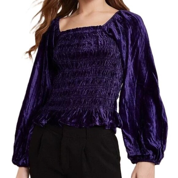 Maurices Tops - Maurices Velvet Smocked Blouson Sleeve Top Fairycore Whimsigoth Boho XL
